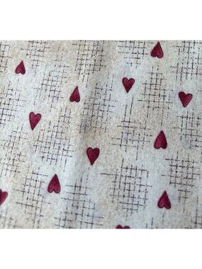 Red Heart Pattern Cotton Fabric 18x37" Beige Background Sewing Quilting Craft Ma